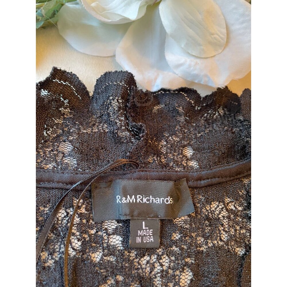 Vintage Black Lace Long Sleeve Top With Sequins - Size L Whimsygoth Cutegoth Y2K - Picture 6 of 10